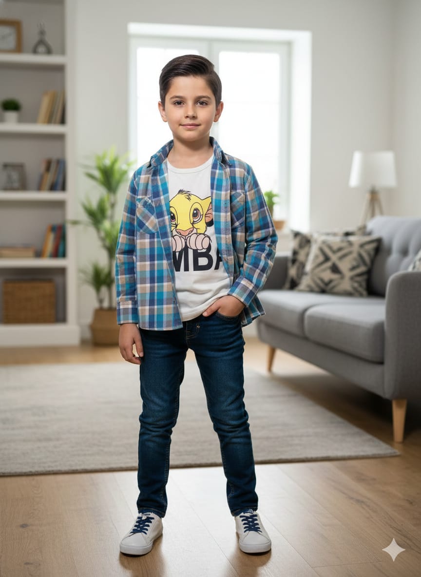 Simba Skin Inner Multi Check Full Sleeve D/Casual Shirt Boys(R-293N)
