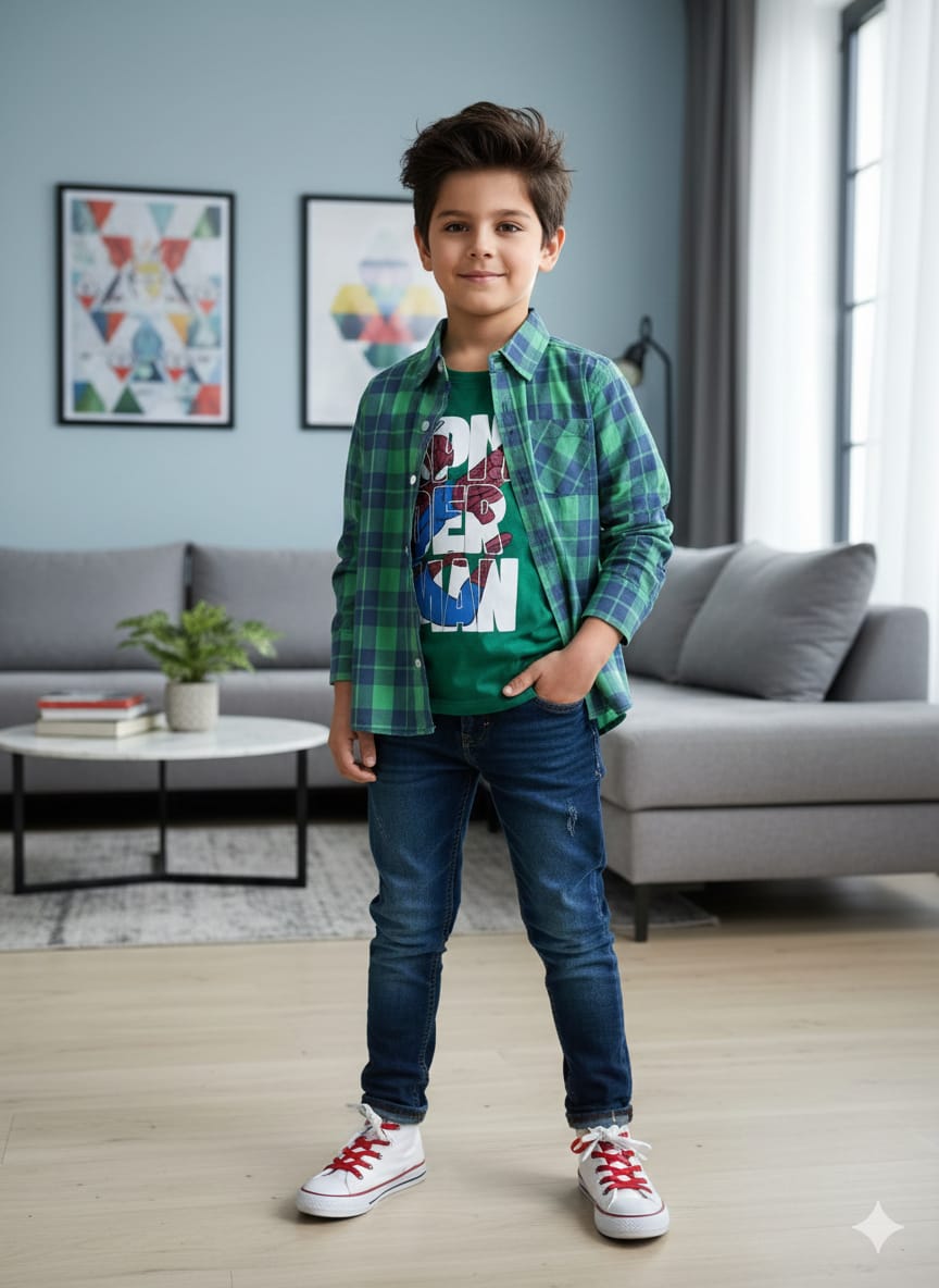 Spiderman Parrot Inner Parrot Check Full Sleeve D/Casual Shirt(R 466)