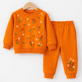 Embroidery All Over Orange Track-suit Girls ( R-6 )