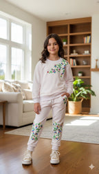 Right Side Embroidery Baby Pink Track-suit Girls ( Factory )