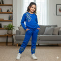 Petal Glow Embroidery Royal Blue Track-Suit Girls ( R-153  )