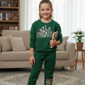 Floral Embroidery Dark Green Track-Suit Girls ( R[-104 )
