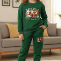 Rabbit Trio Embroidery Dark Green Track-Suit Girls ( Factory )