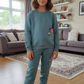 Rosy Bloom Embroidery Light Sky Track-Suit Girls ( R-6 )