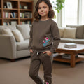 Rosy Bloom Embroidery Brown Track-Suit Girls ( R-1 )