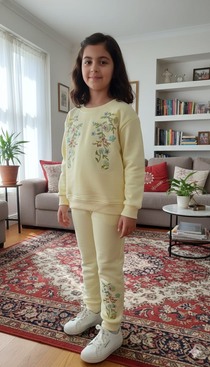 Two Side Embroidery Lemon Track-Suit Girls ( Factory )
