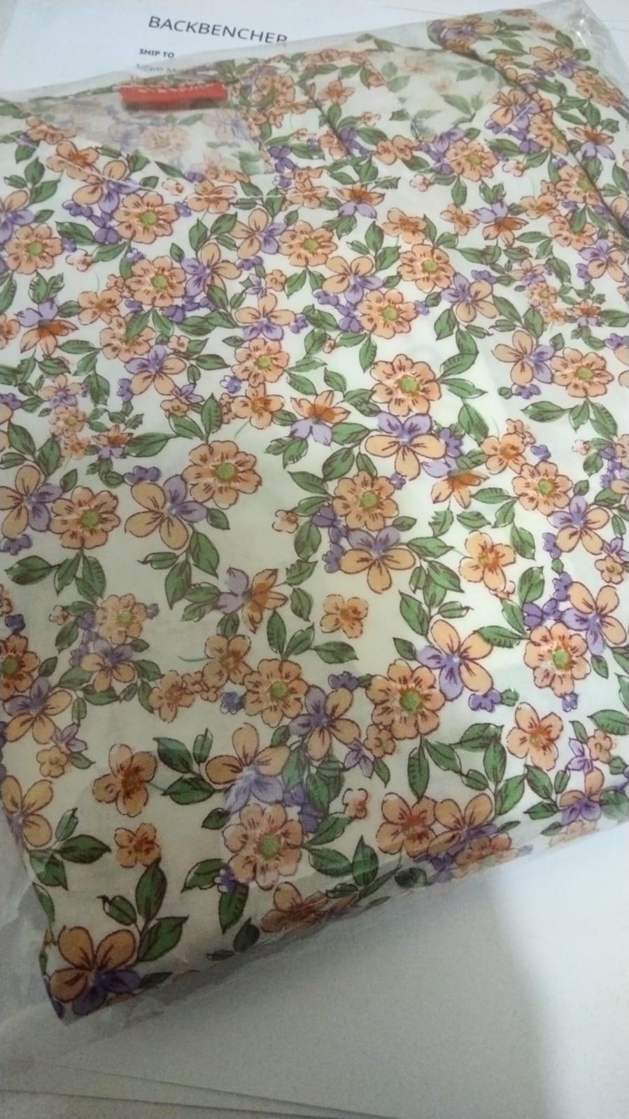 Peach Flower Leaves Half Sleeve Cream Skate Fish Girls