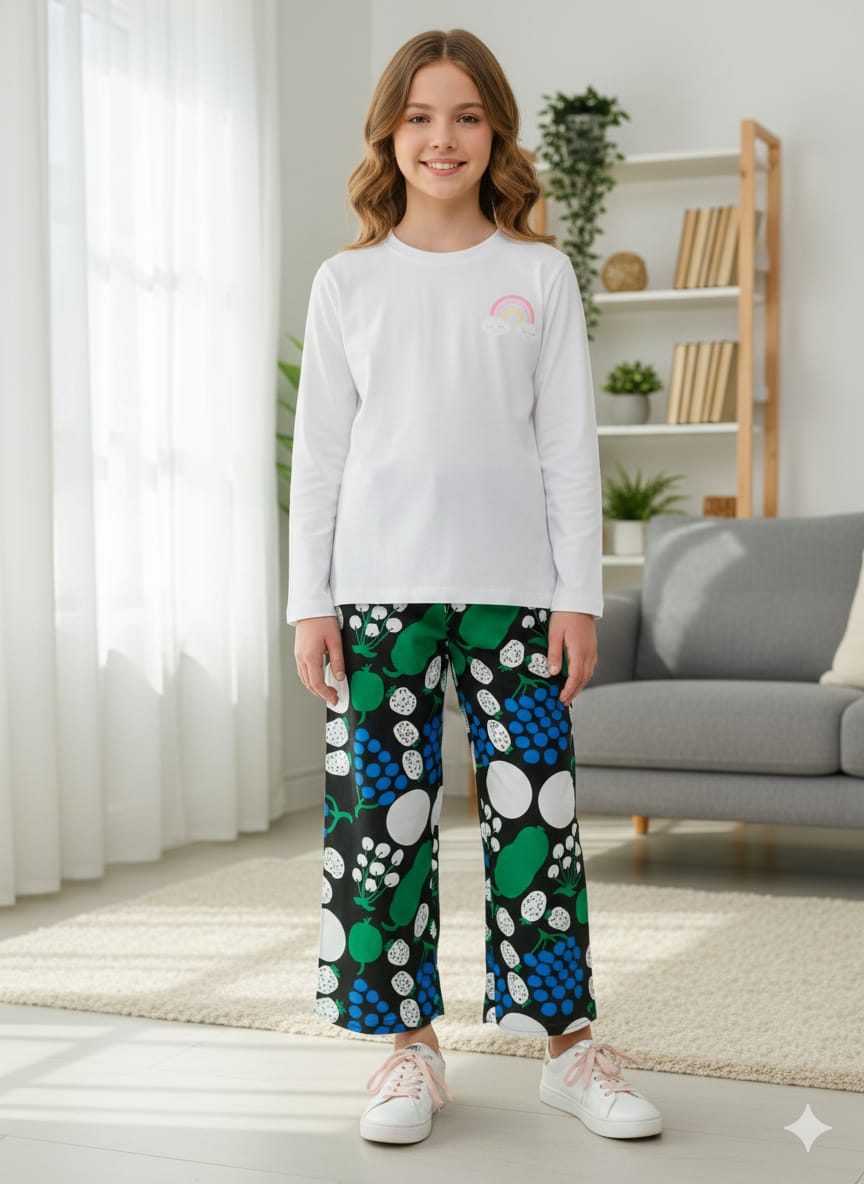 Rainbow Logo White T-Shirt & Flapper Girls ( R-468 )