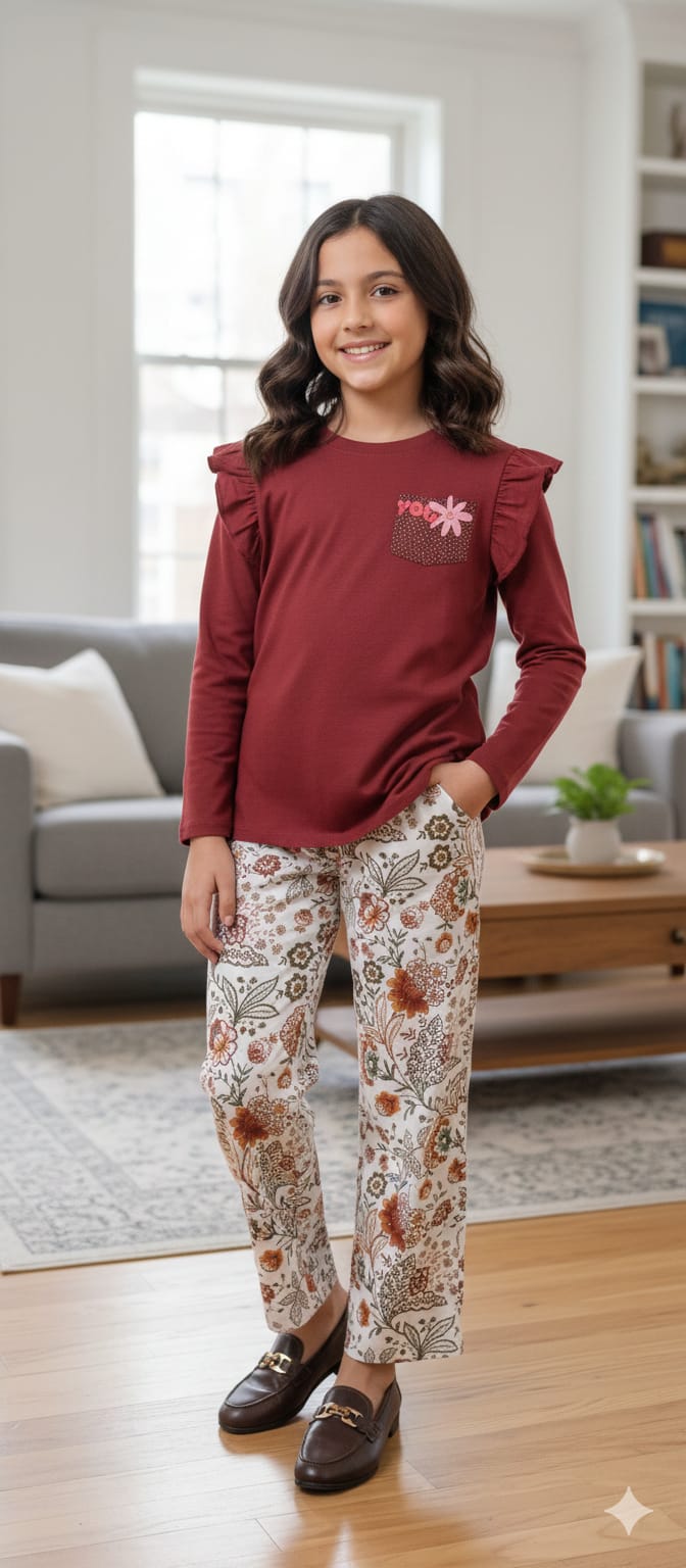 You Look Pretty Mahroon T-Shirt & Flapper Girls