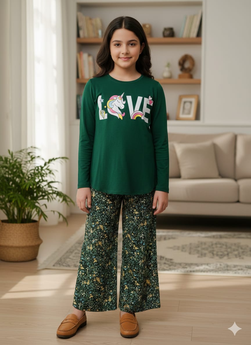 Love Unicorn Green T-Shirt & Flapper Girls