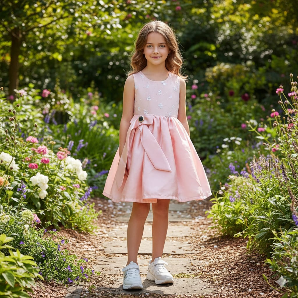 Fancy Peach Frock Girls