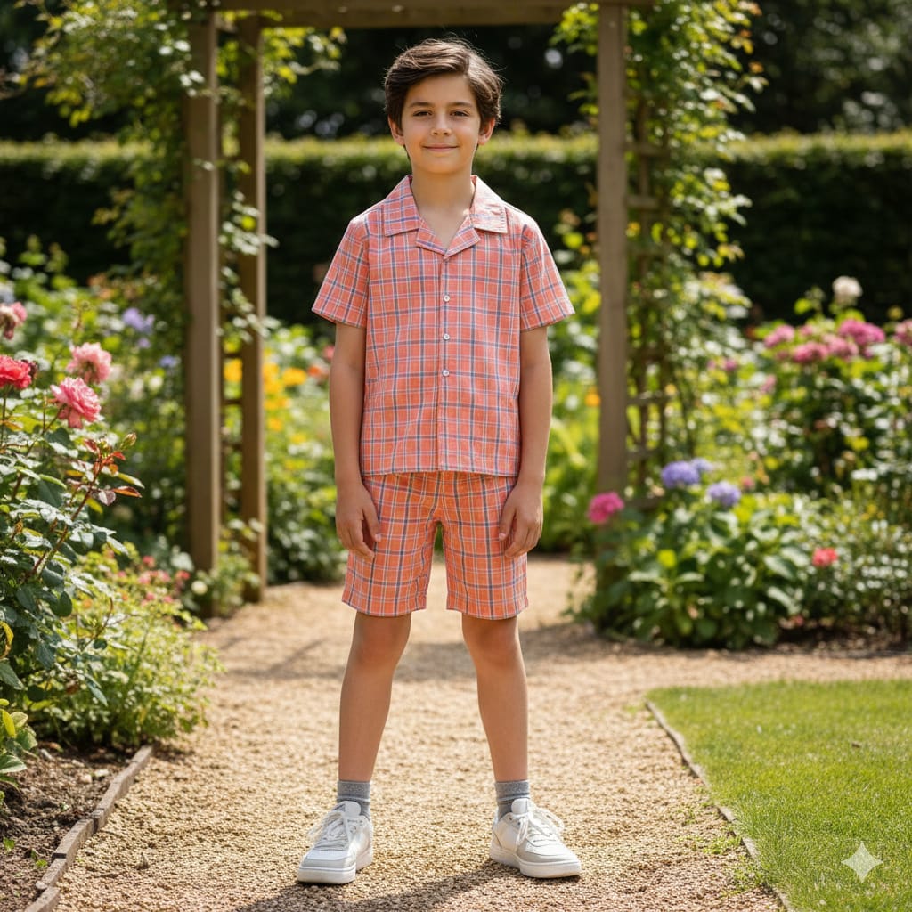 Carrot Check Carrot Collar Nicker Suit Boys