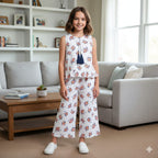 Multi Cherry Sleeveless White Frock Pairs- Girls ( R-418 )