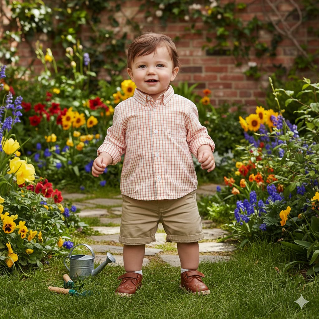 Orange Boxes White Casual Shirt New Born(R 451)