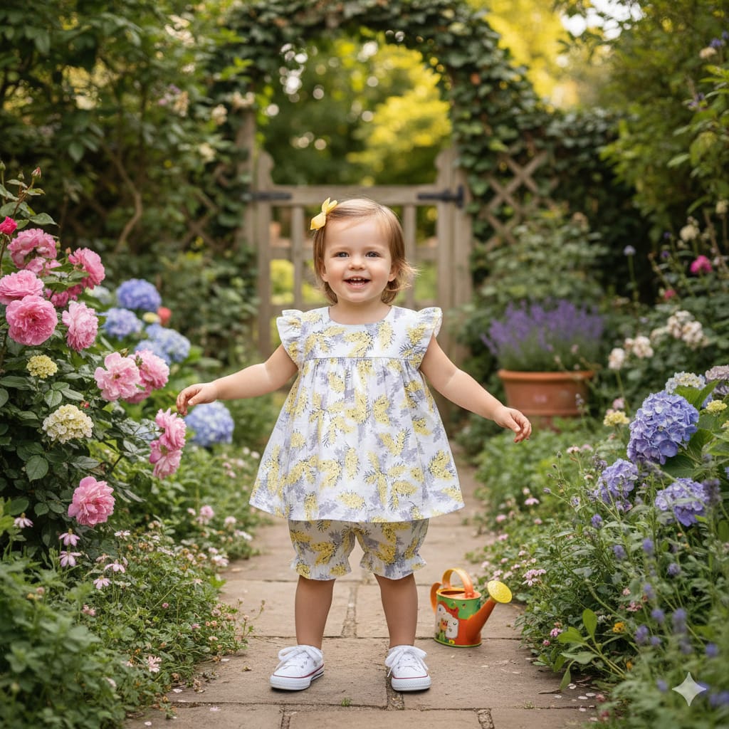 Yellow Cherry White Frock Pairs New Born ( R-410 )