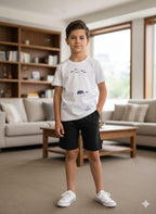 Fishes Print White Nicker Suit Boys(R-366)