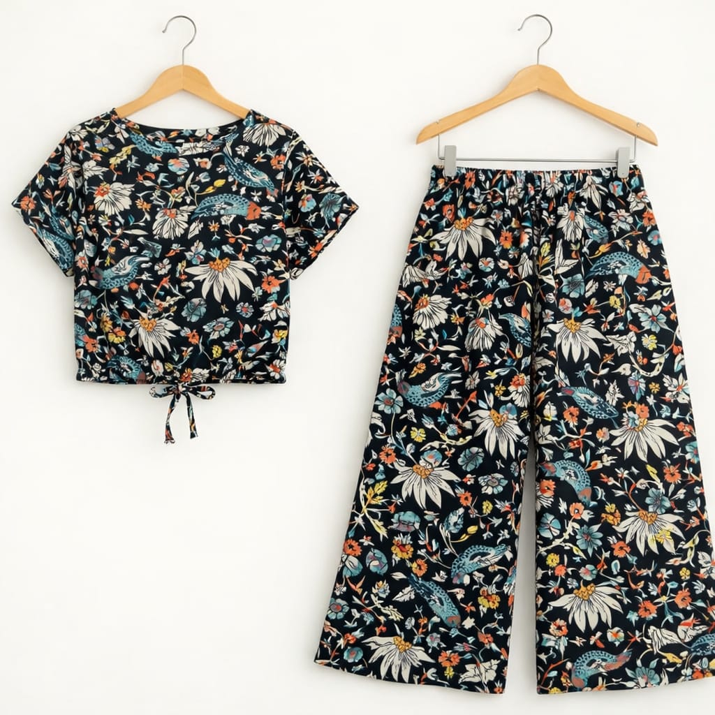 White Flower Half Sleeve Black Skate Fish Girls  ( R-403 )