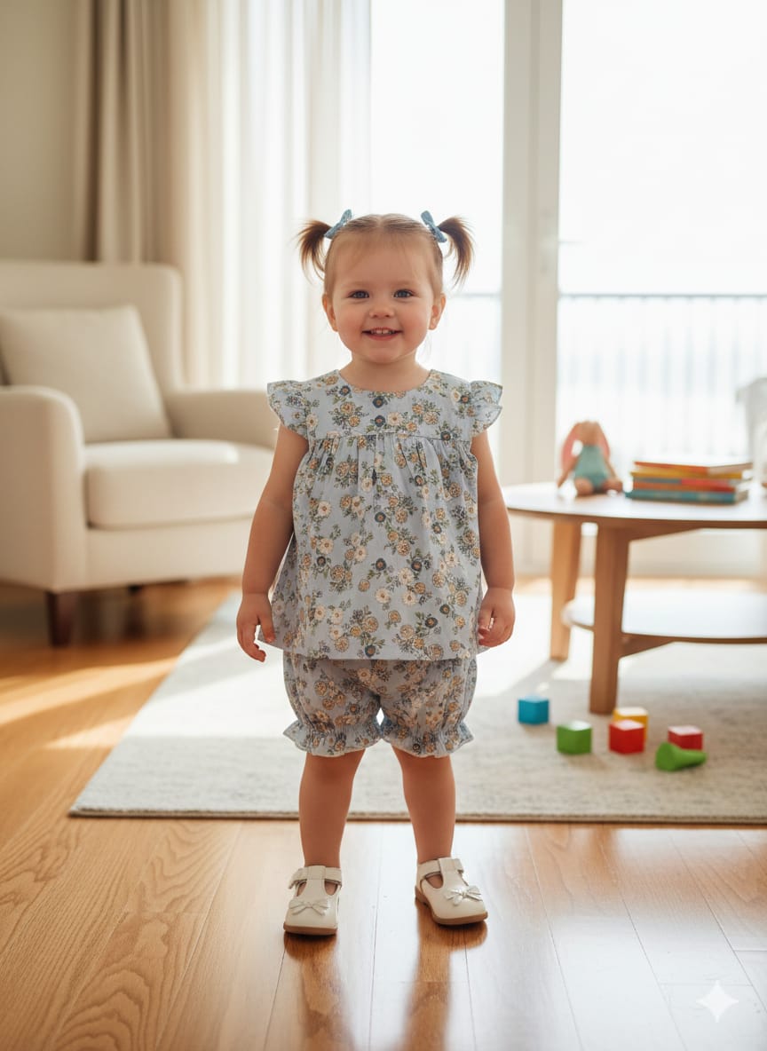 White Flower Selati Frock Pairs New Born ( R-394 )