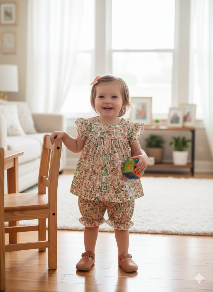 Peach Shade White Frock Pairs New Born ( R-444 )