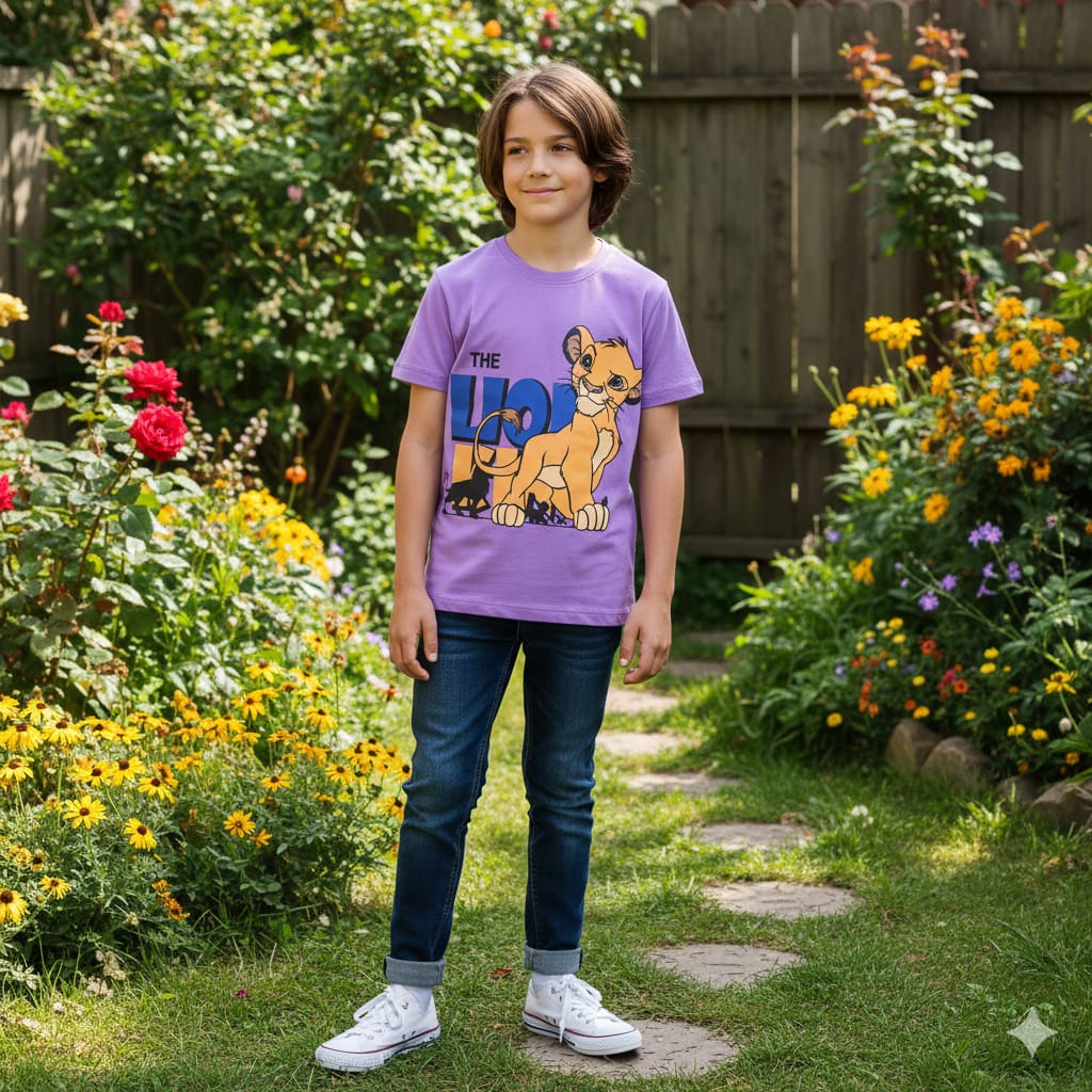 Lion Print Purple T-Shirt-Boys