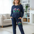Multi Color Sun Flower Embroidery navy Track suit- Girls ( R-112 )