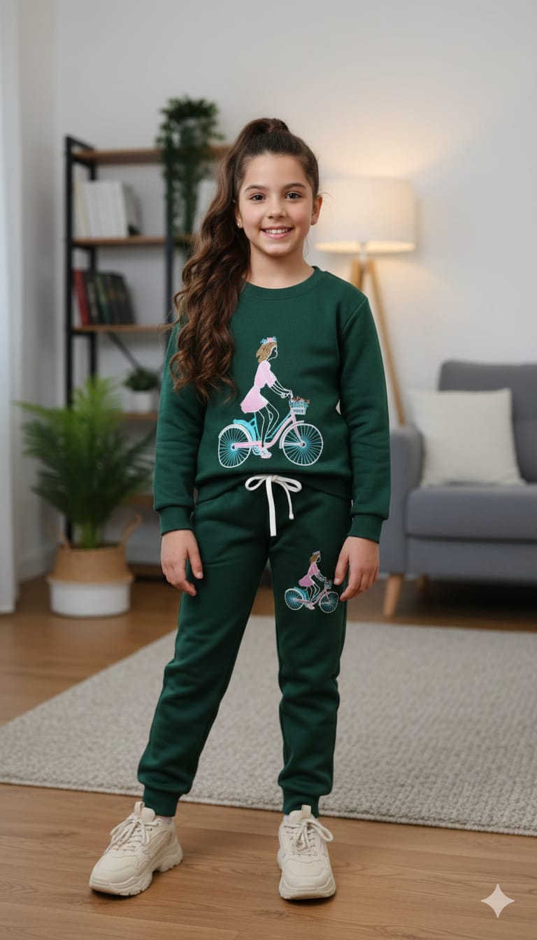 Doll with Bicycle  Embroidery track suit- Girls ( R-25,88 )