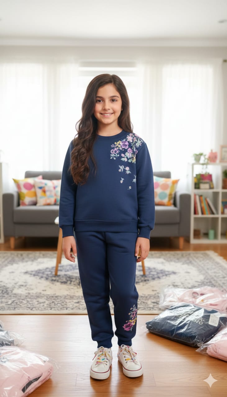 Right Side Embroidery Track suit- Girls