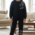 Multi Flowers left side Embroidery Track suit- Girls