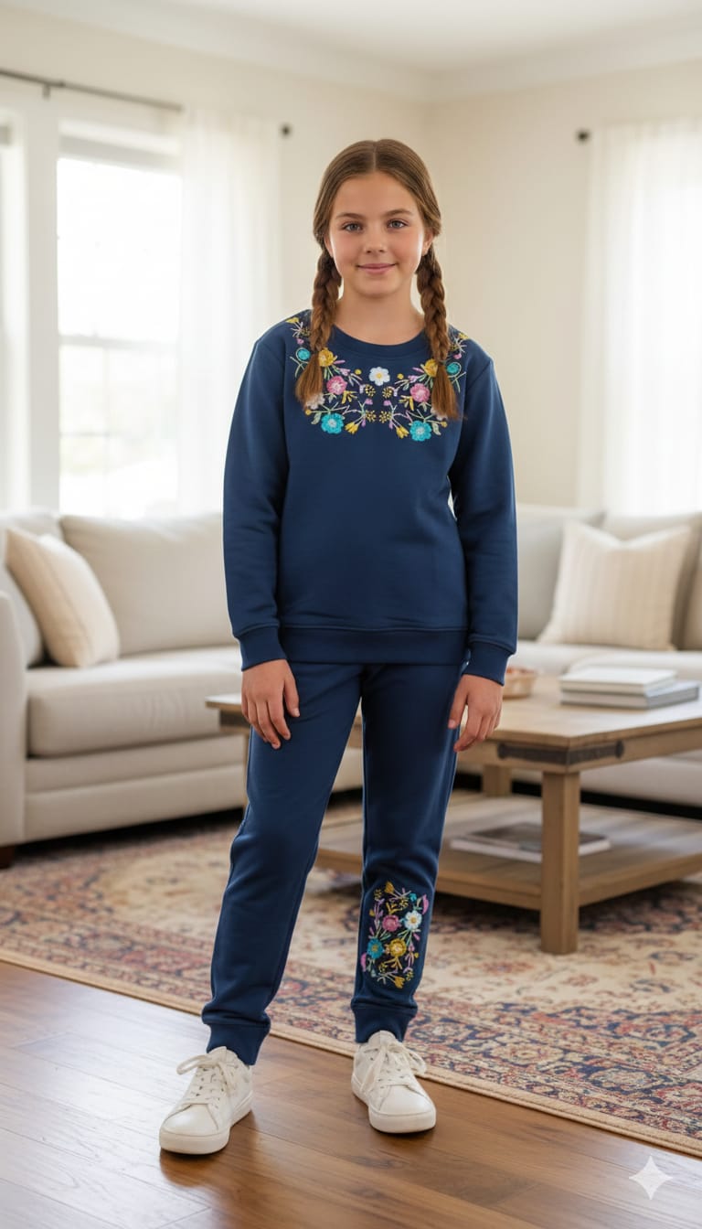 Multi Rose Flowers Zinc Track suit-Girls