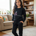Bicycle Embroidery Black Track Suit- Girls (R-5 )
