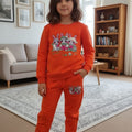 Rabbit print orange embroidery track suit- Girls(R-5)
