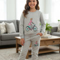 Doll with bicycle gray track suit- Girls