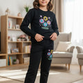 Multi Color Sun Flowers Black Track Suit- Girls( R-5 )