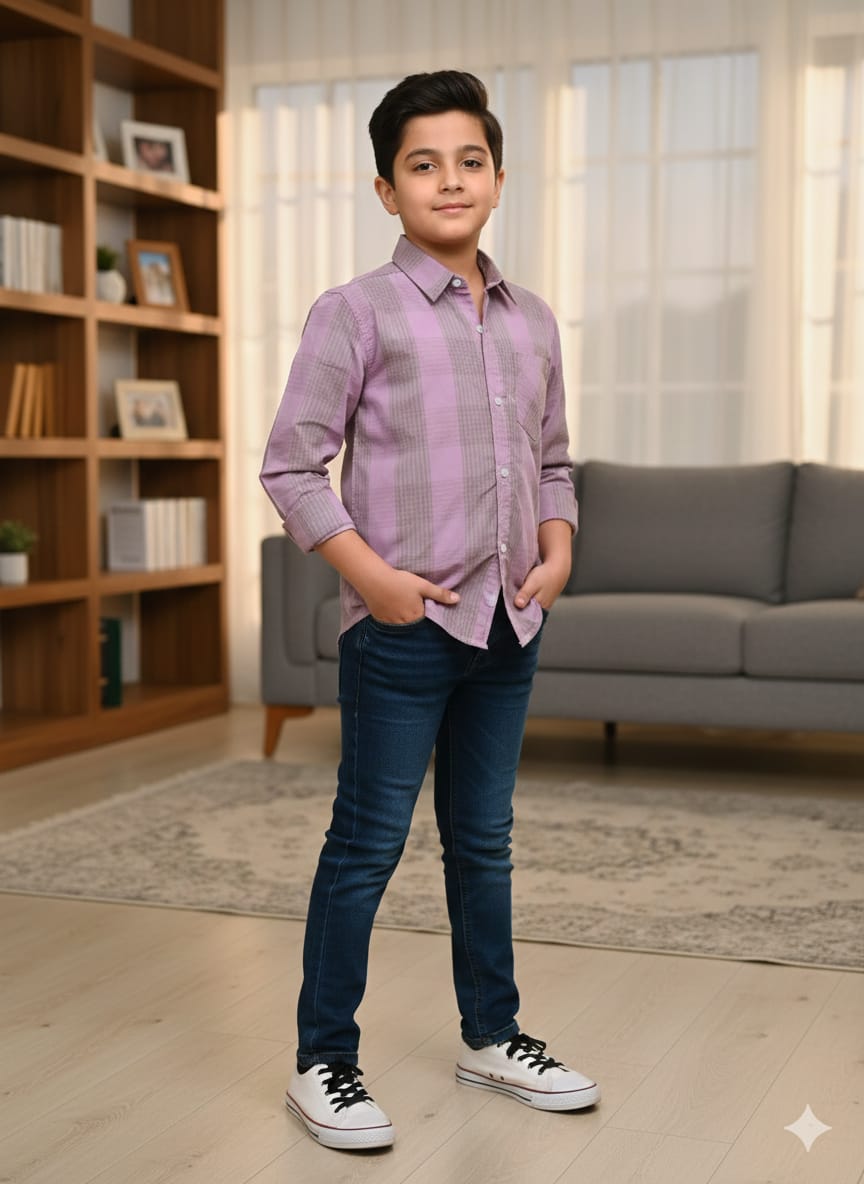 Pink Check Casual Shirt Boys(R 63)