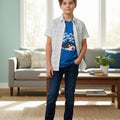Fun Blue Inner White Check D/Casual Shirt Boys(R 150)