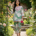 Green Leaves All Over Print Neck Lase Skin Pair Girls ( R-201 )