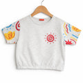 (Short Length)Sun Logo Oatmeal  T-Shirt- Girls ( R-307 )