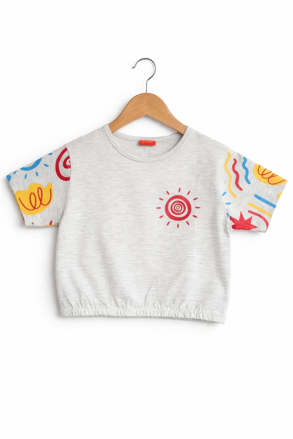 (Short Length)Sun Logo Oatmeal  T-Shirt- Girls ( R-307 )
