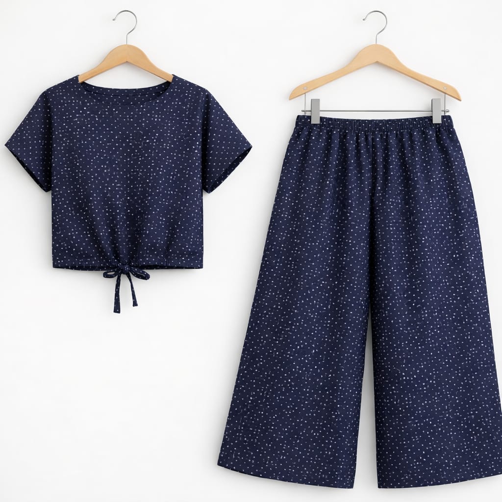 Dots Prints Half Sleeve Navy Skate Fish Girls ( R-229 )