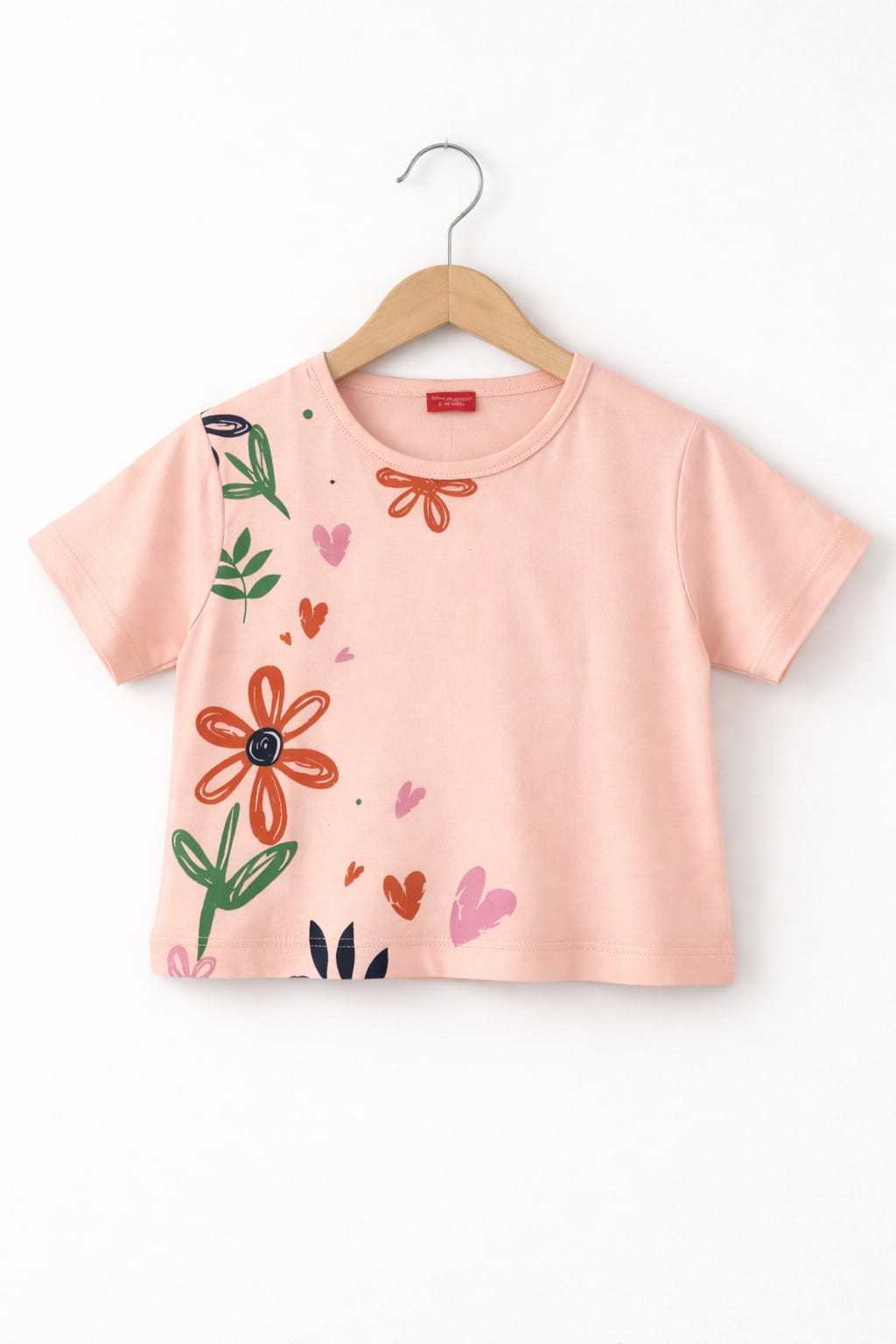 (Short Length)Flowers Petal Baby Pink  T-Shirt Girls ( R-406 )
