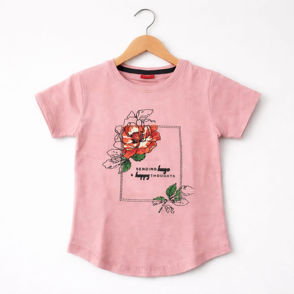 Hug & Happy Baby Pink T-Shirt Girls