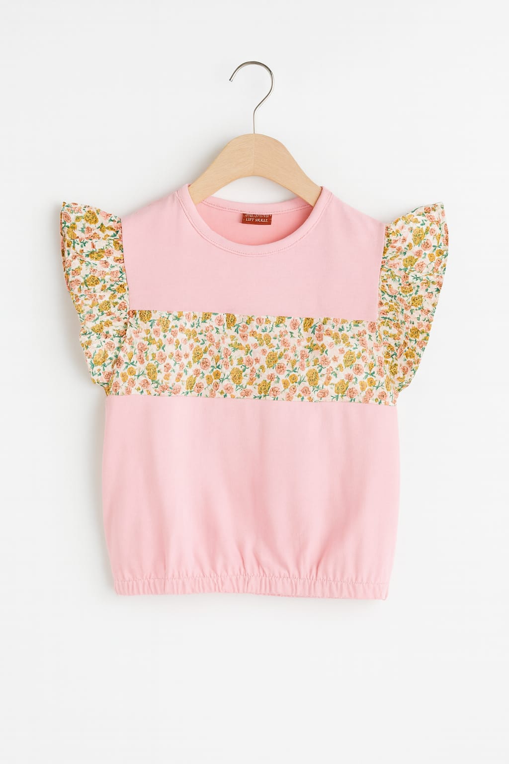 (Short Length)Multiple Flower Print Baby Pink  T-Shirt Girls ( R-406 )
