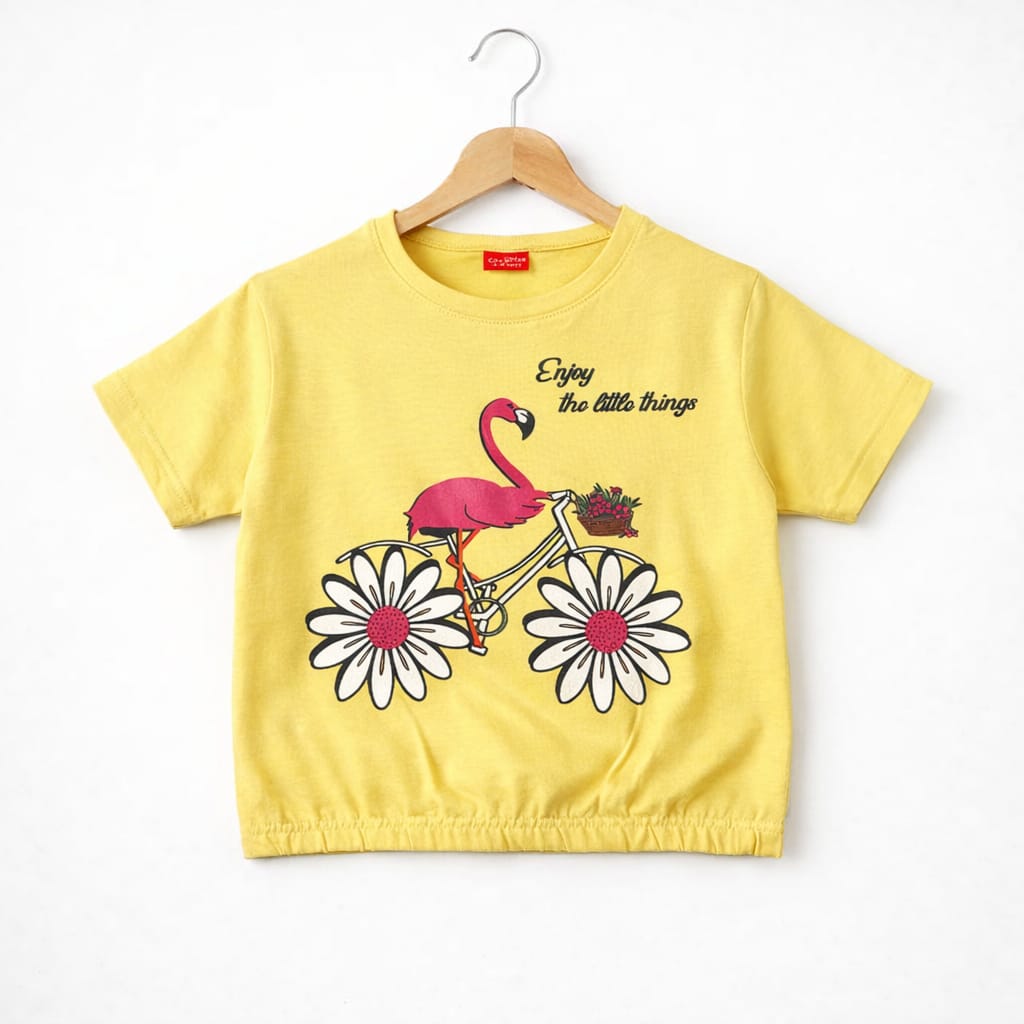 (Short Length)Flamingo Lemon  T-Shirt Girls ( Factory