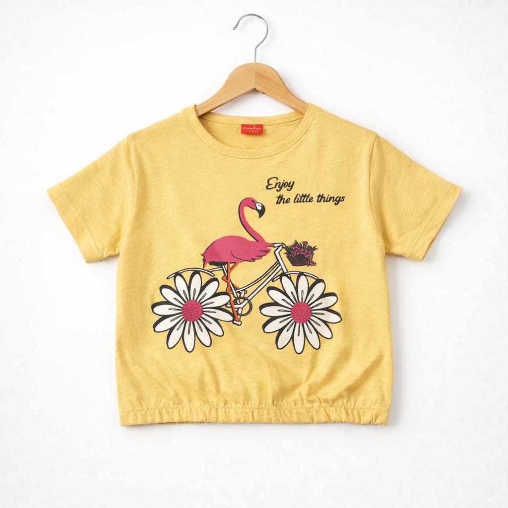 (Short Length)Flamingo Peach  T-Shirt Girls ( R-421 )