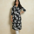 White Flower All Over Print Black Suit Women ( R- N)