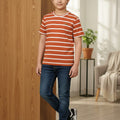 White & Mahroon Line T-Shirt Boys ( R-31 )