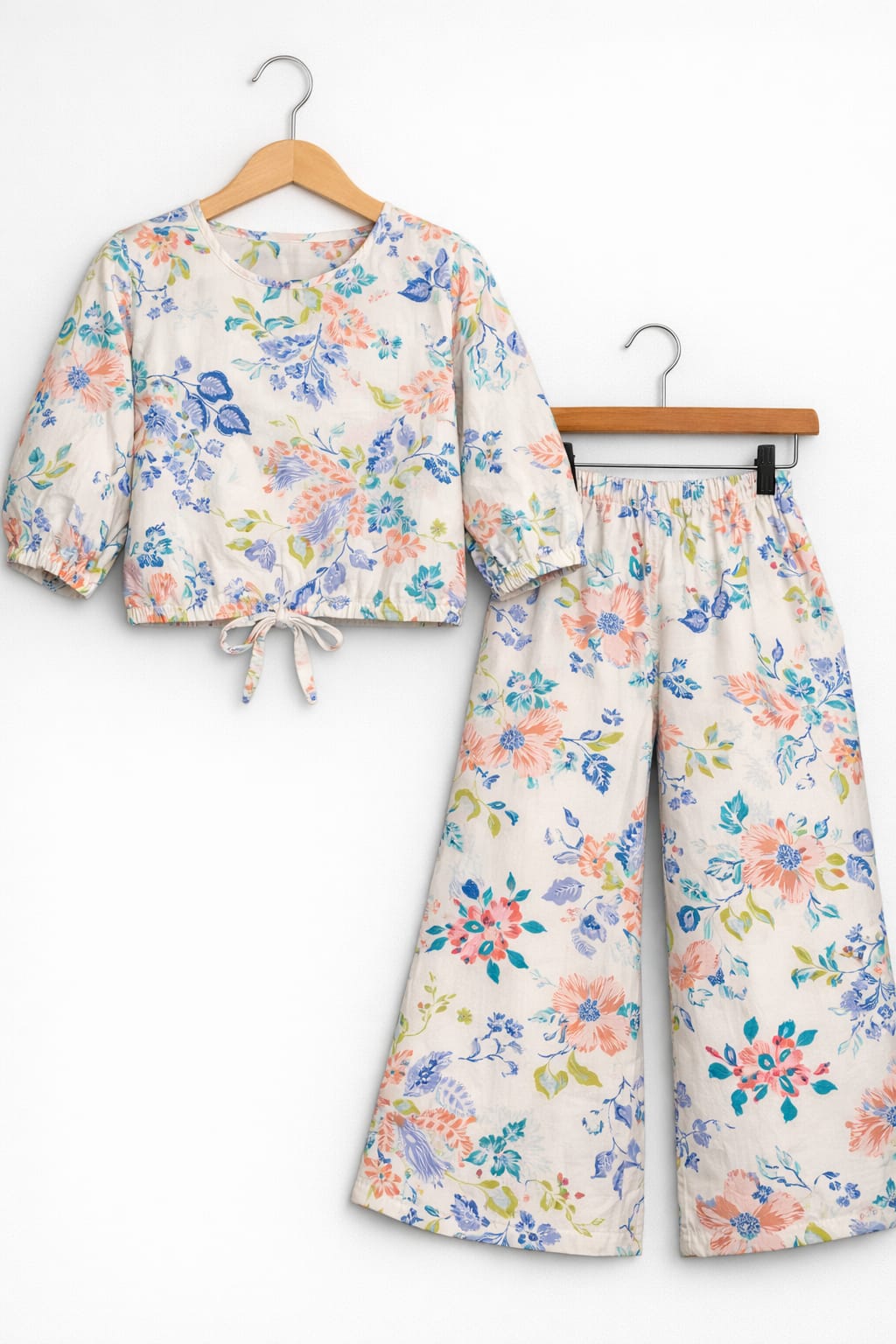 Blue Peach Flower Full Sleeve White Skate Fish Girls ( R-539 )