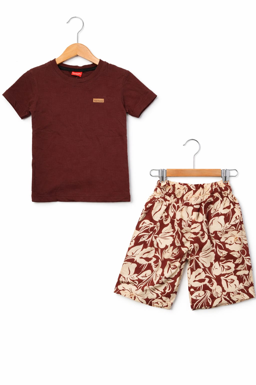 Simple Mahroon Cotton Nicker Suit Boys