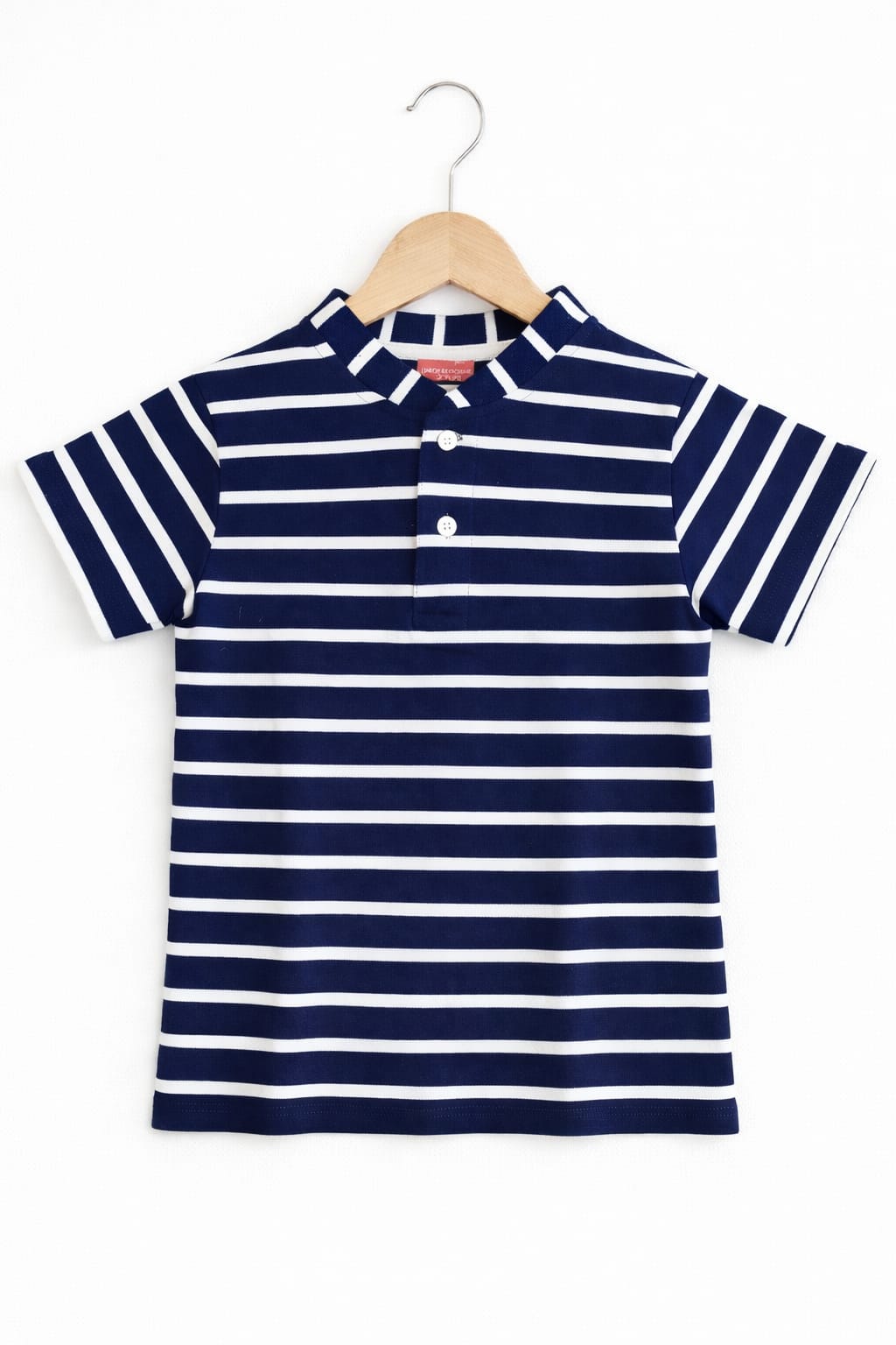 Navy White Striper Henley Polo Boys ( R-290-299 )
