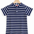 Navy White Striper Henley Polo Boys ( R-290-299,21 )